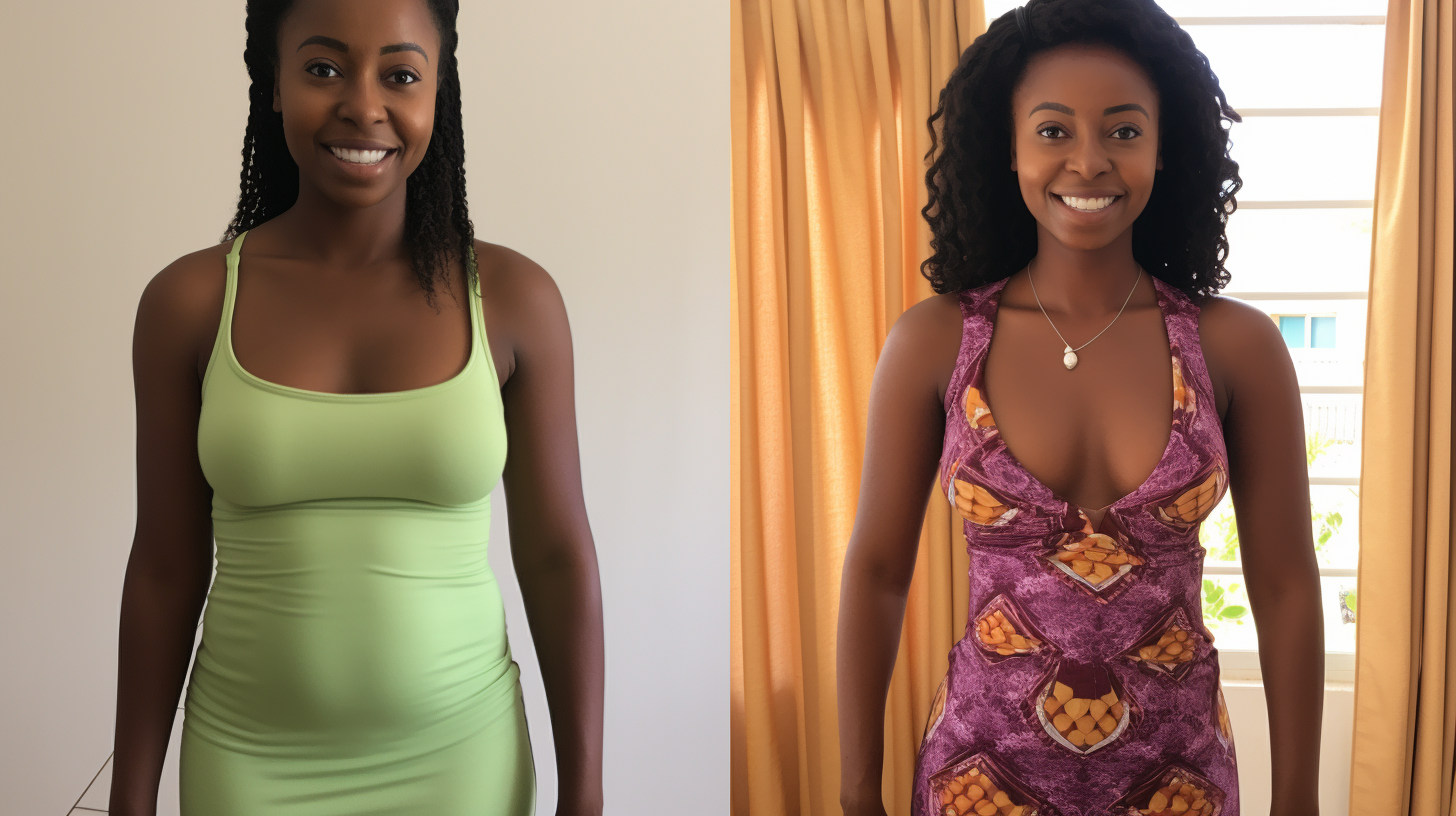 Happy African women's weight loss journey