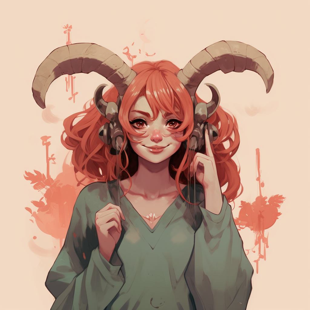 Cute anime girl with demon horns