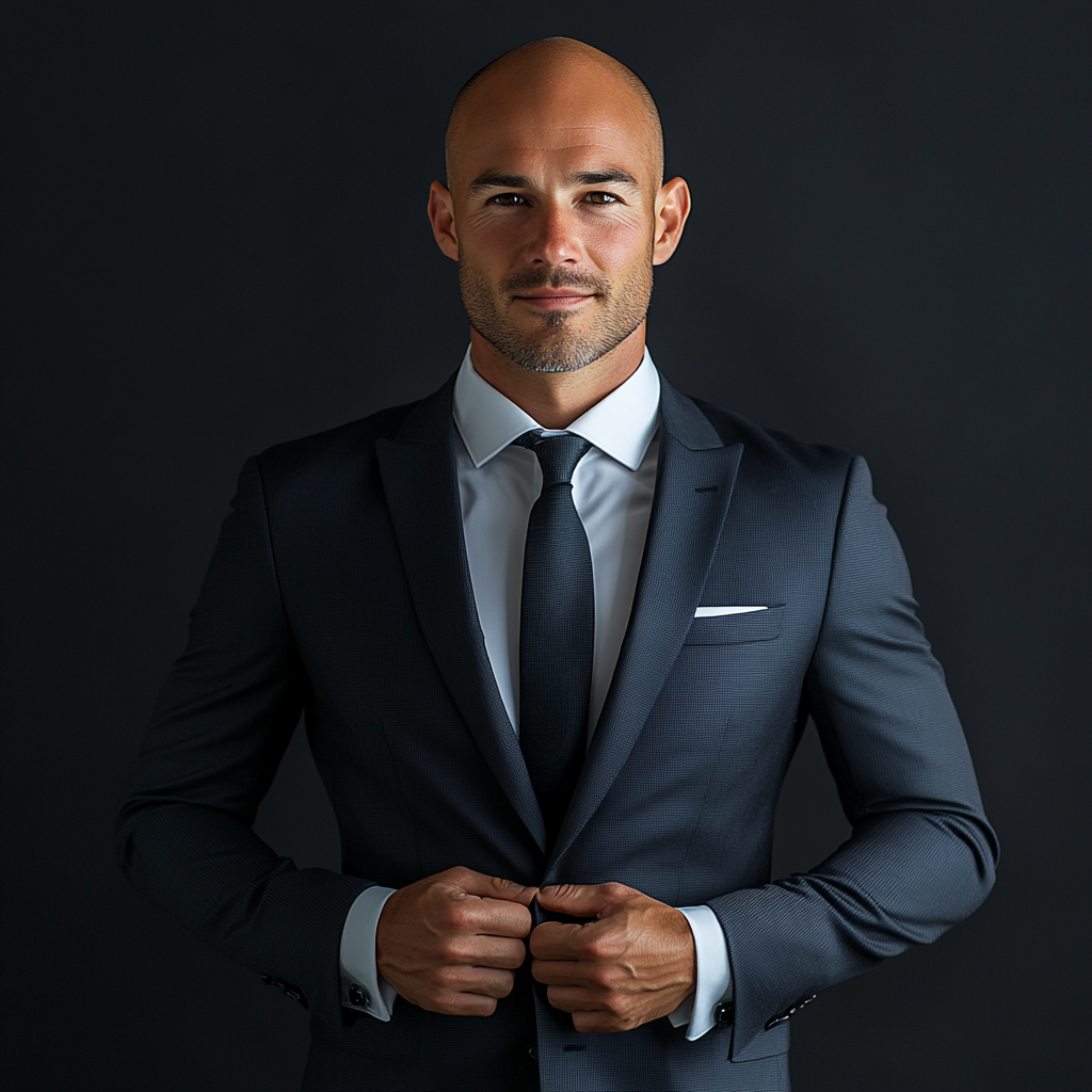 Handsome bald man professional suit