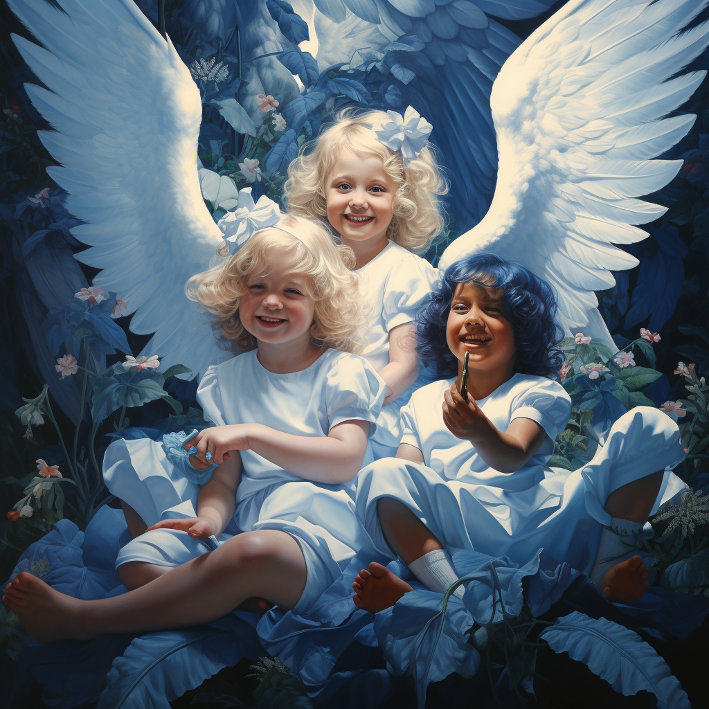 Happy blue warm lucky angels