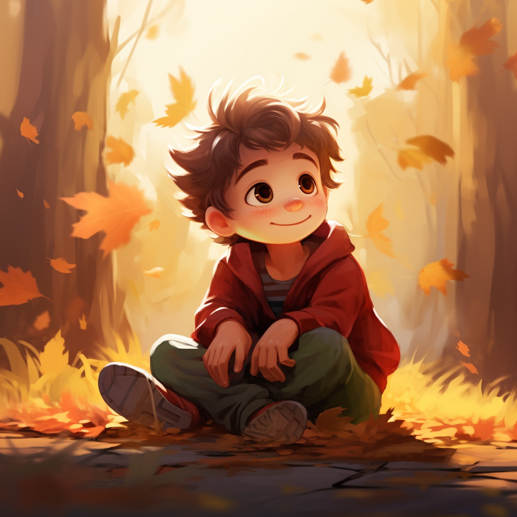 Cute boy sitting on the ground