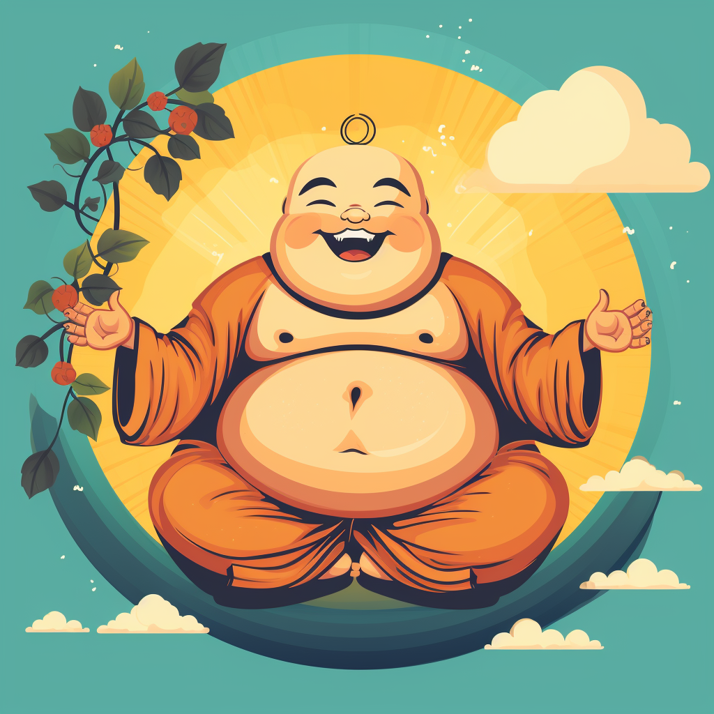 Happy Buddha on Light Background