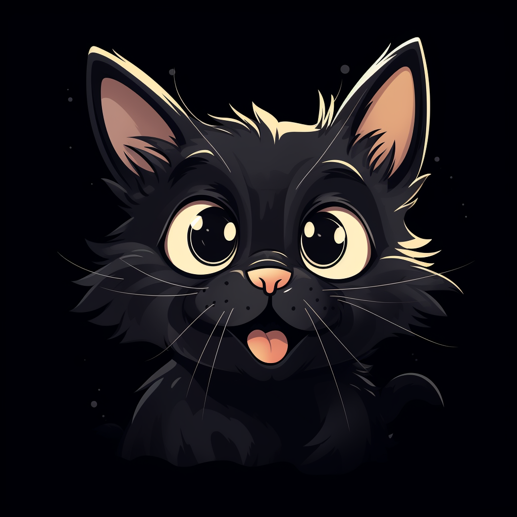 Happy Cartoon Cat on a Black Background