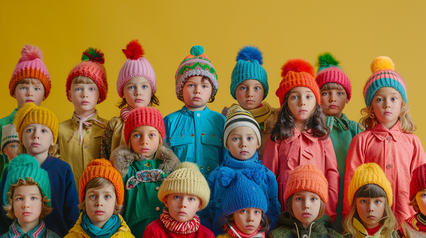 Smiling children in colorful style