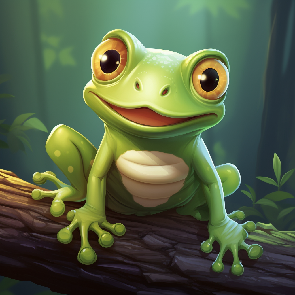 Adorable tree frog for board game card