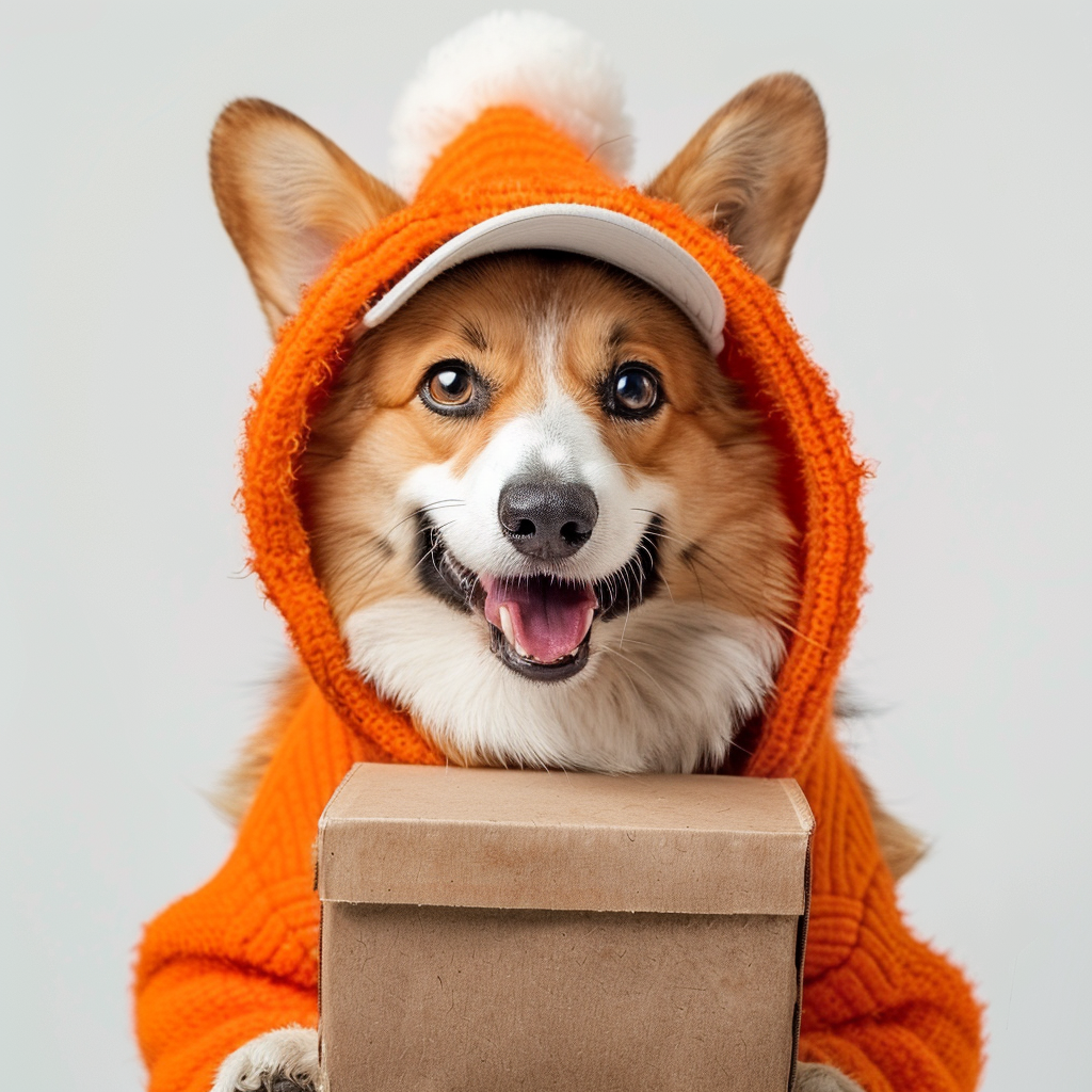 Happy corgi delivery dog image