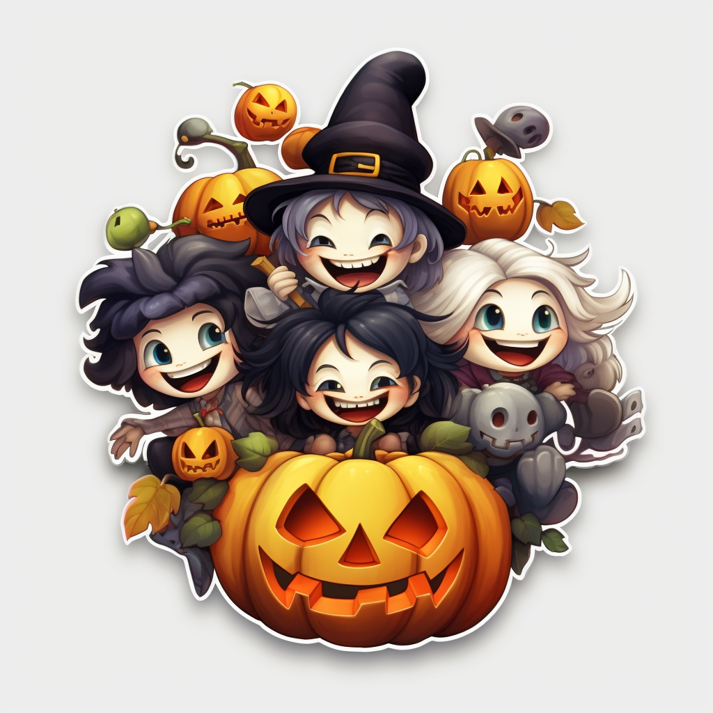 Happy cute Halloween characters sticker