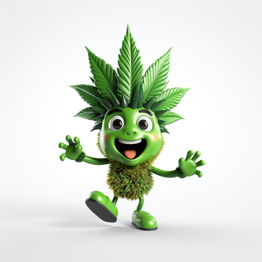 Happy Cute Marijuana Mascot Dancing