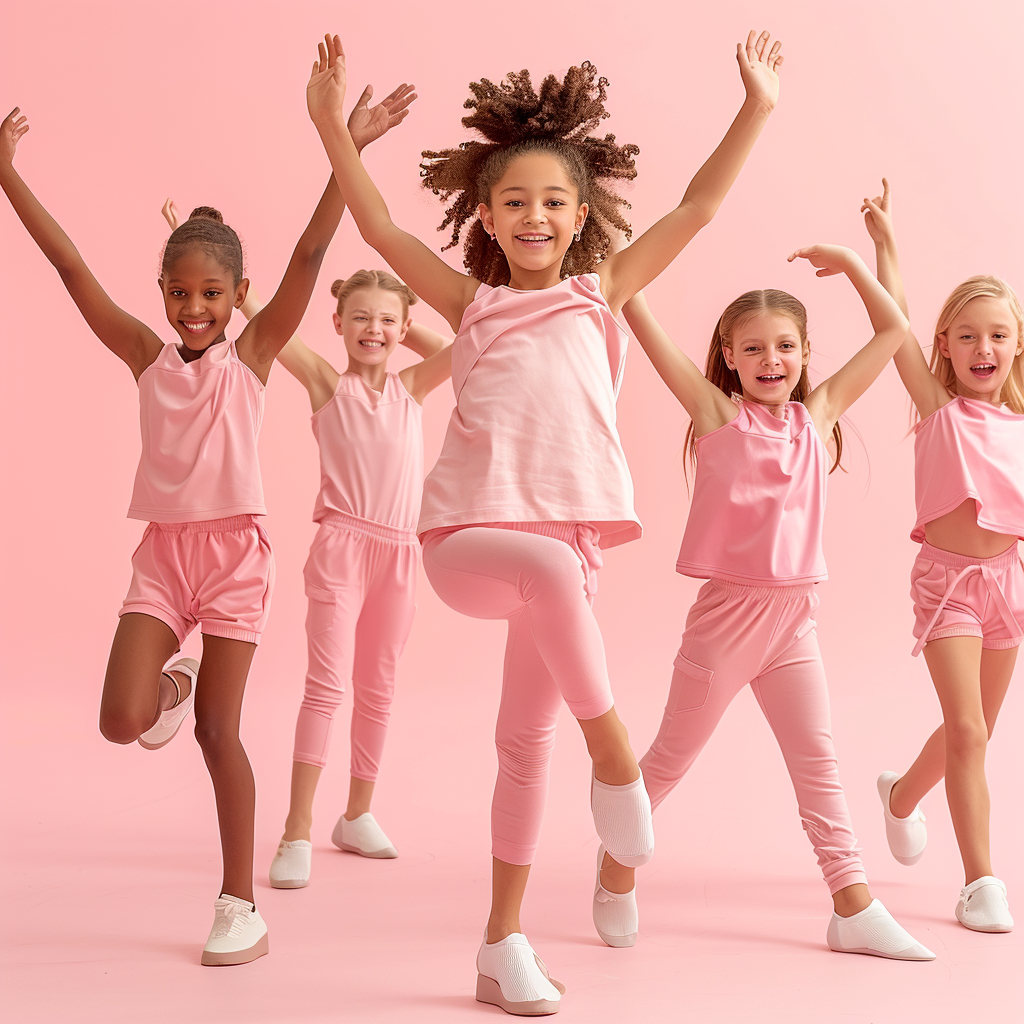 Happy Dance Students in Pink Outfits