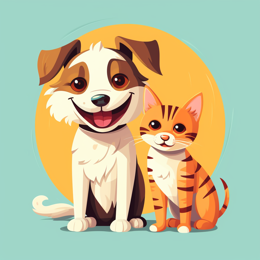 Happy dog and cat illustration