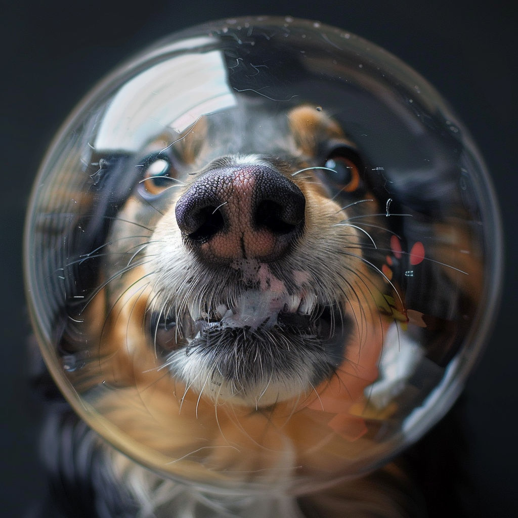 Dog balancing toy on nose