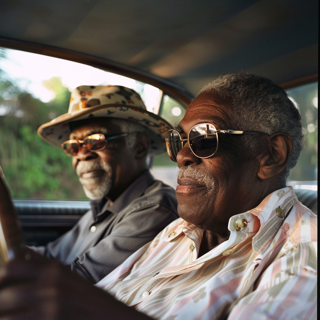 Elderly Black Couple Driving Car