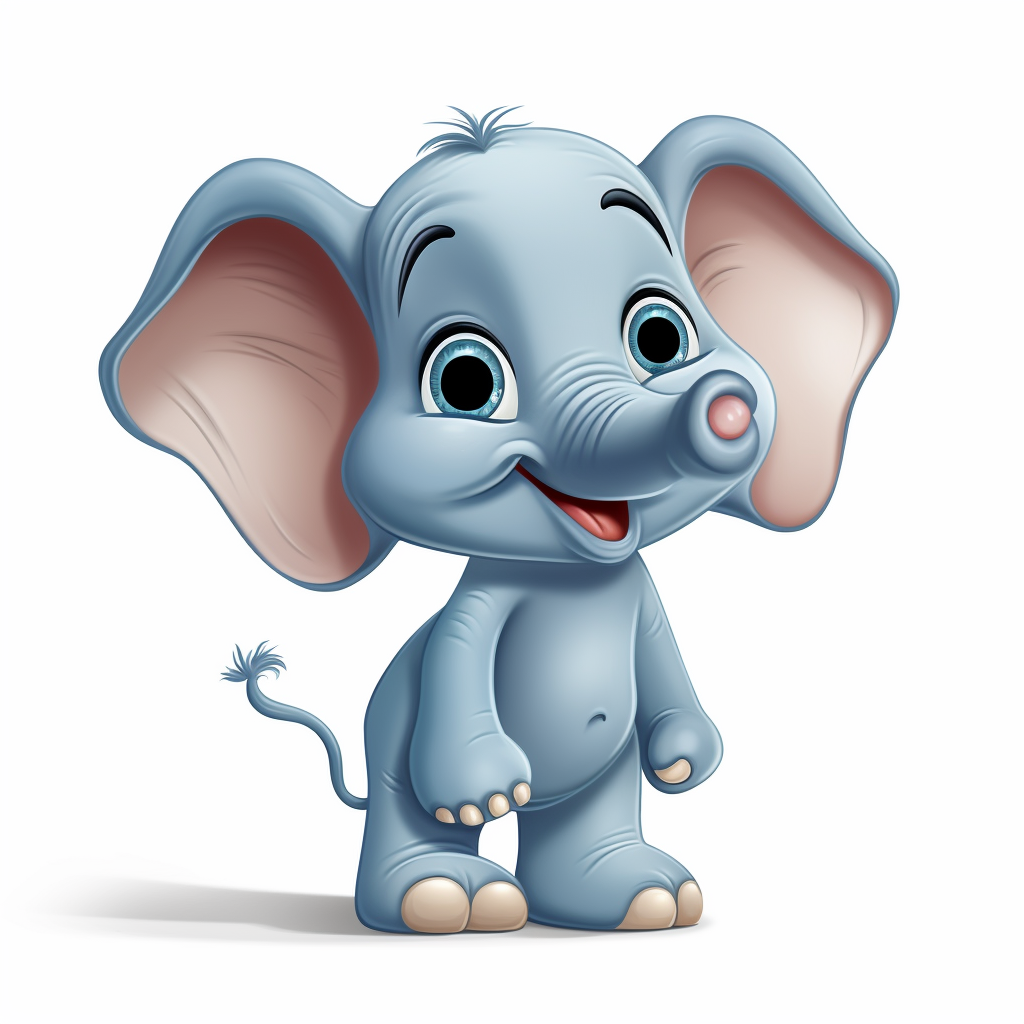 Cartoon Happy Elephant on White Background