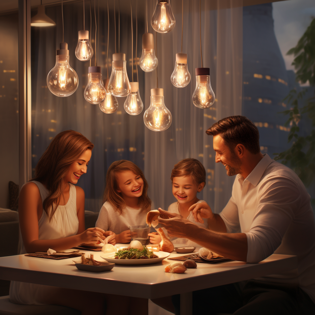 Happy Family Cozy Dinner Table