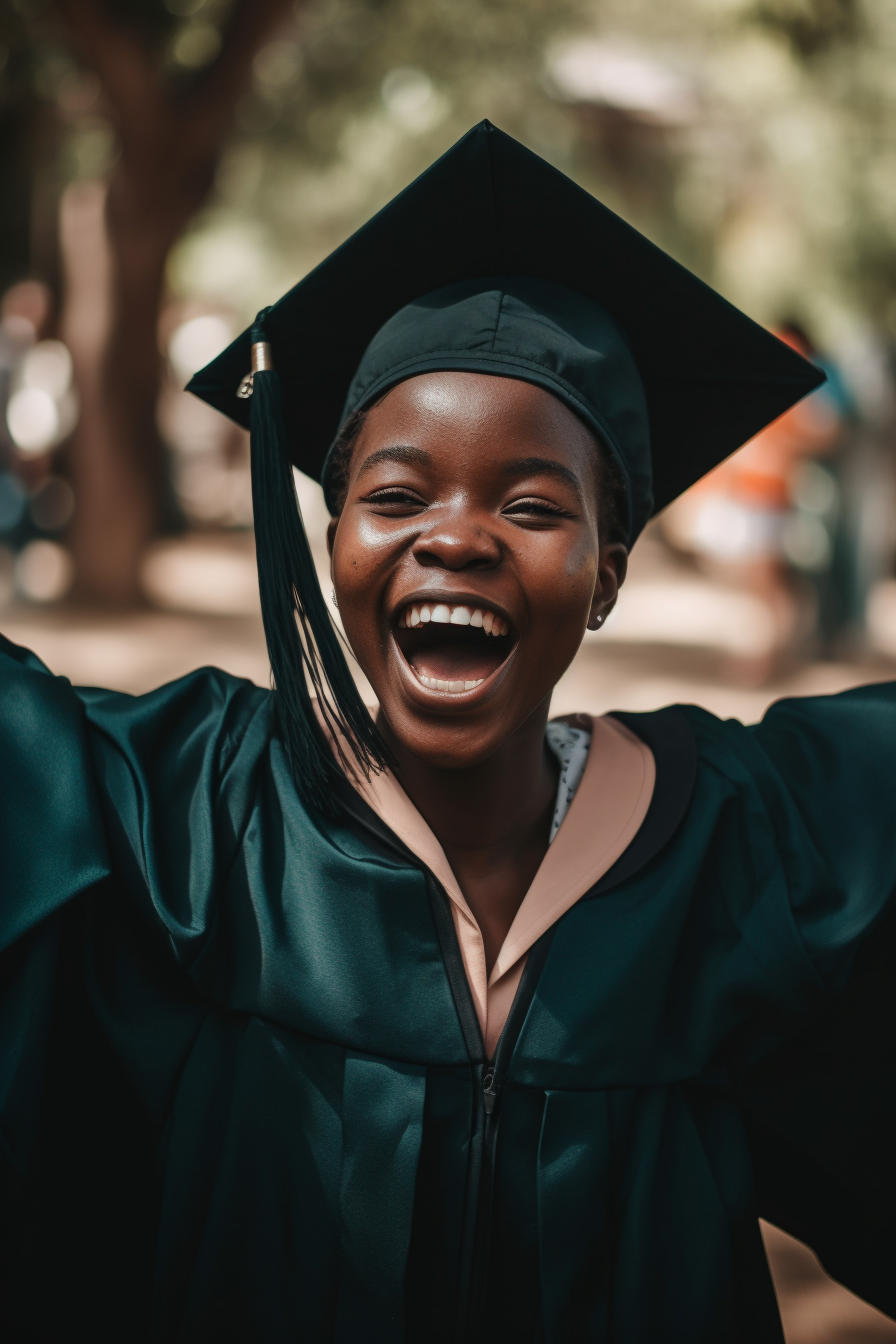 Smiling female graduate celebrating her success