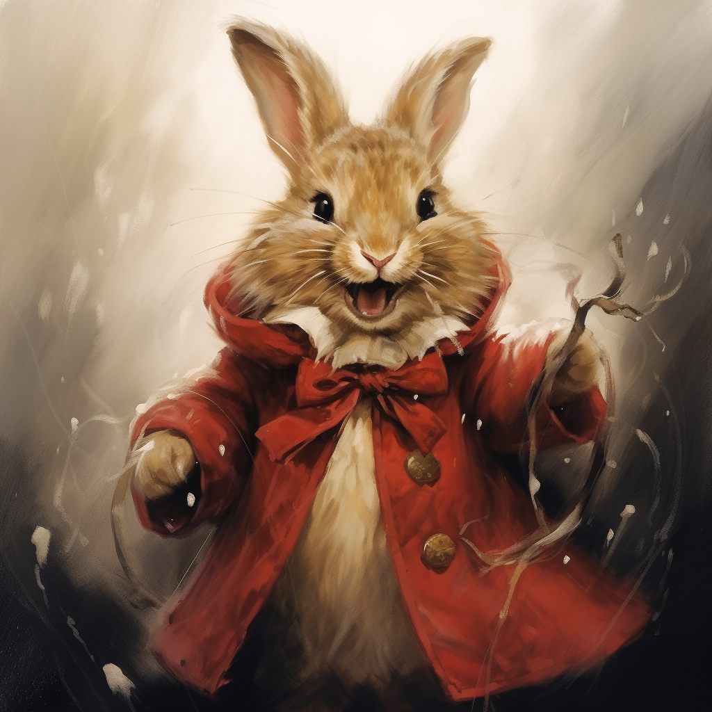 Adorable rabbit in velvet coat