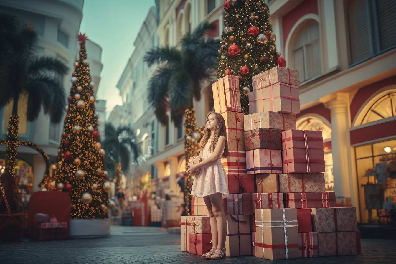 Happy girl with Christmas gifts