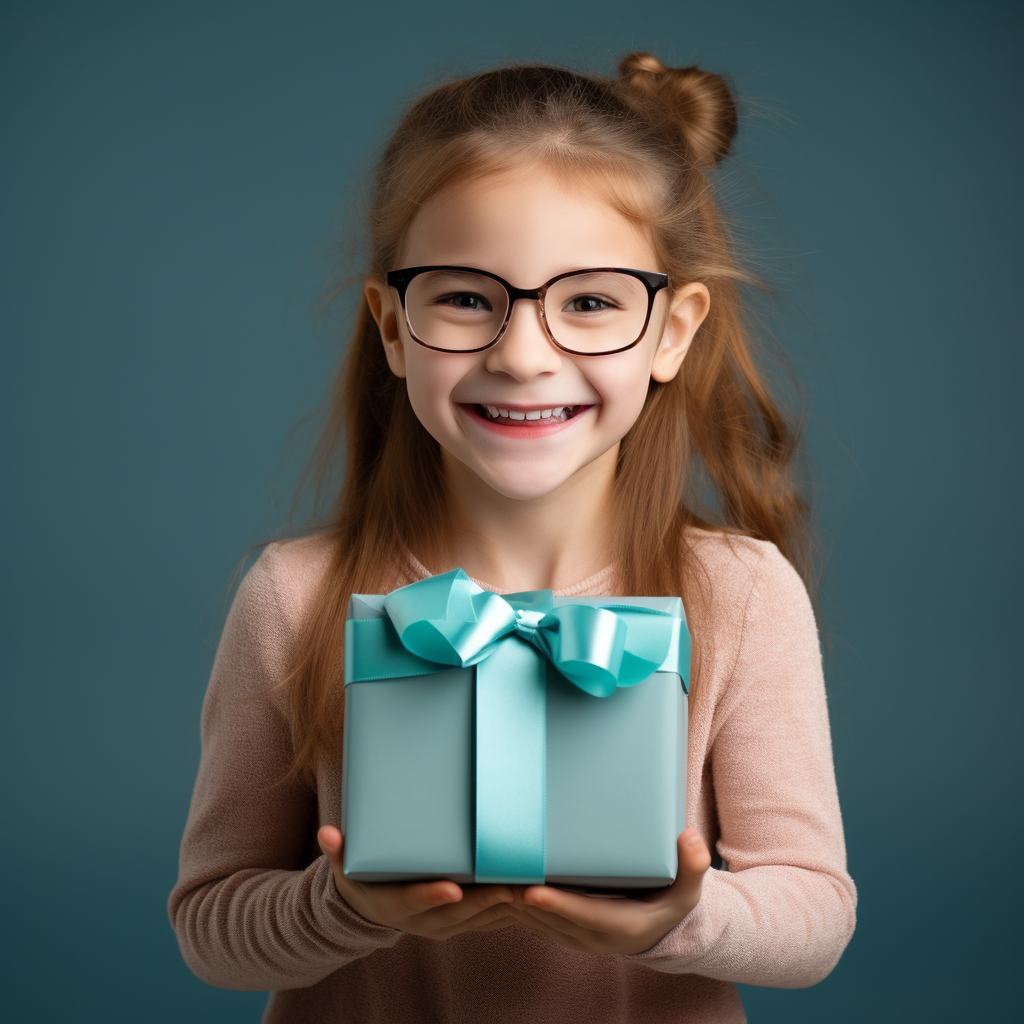 Cheerful girl holding a giftbox