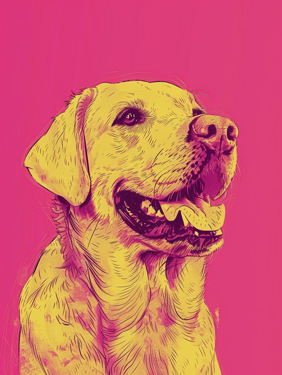 Happy Golden Labrador Minimalistic Drawing