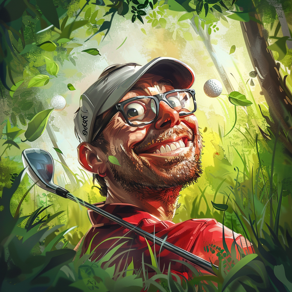 happy golf player nature scene