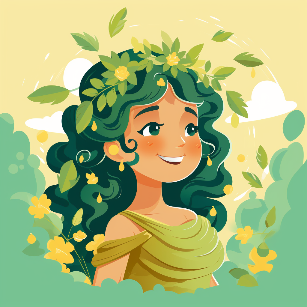 Happy Greek Goddess Cute Illustration