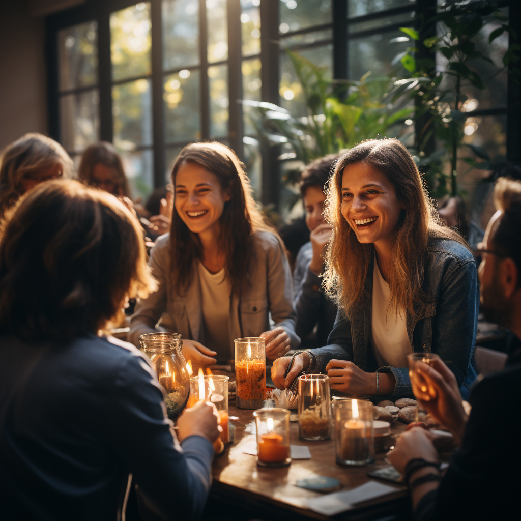 Group of People Discussing Happily