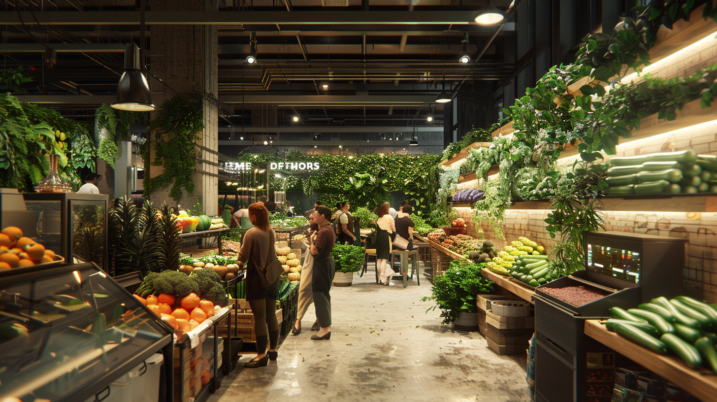 Group of People in Zen Grocery Market