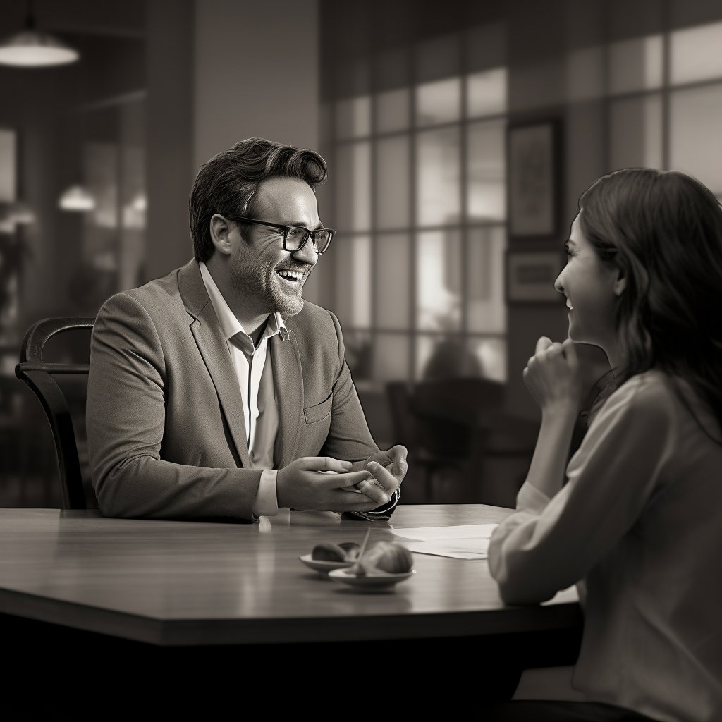 Happy man receiving professional advice at office