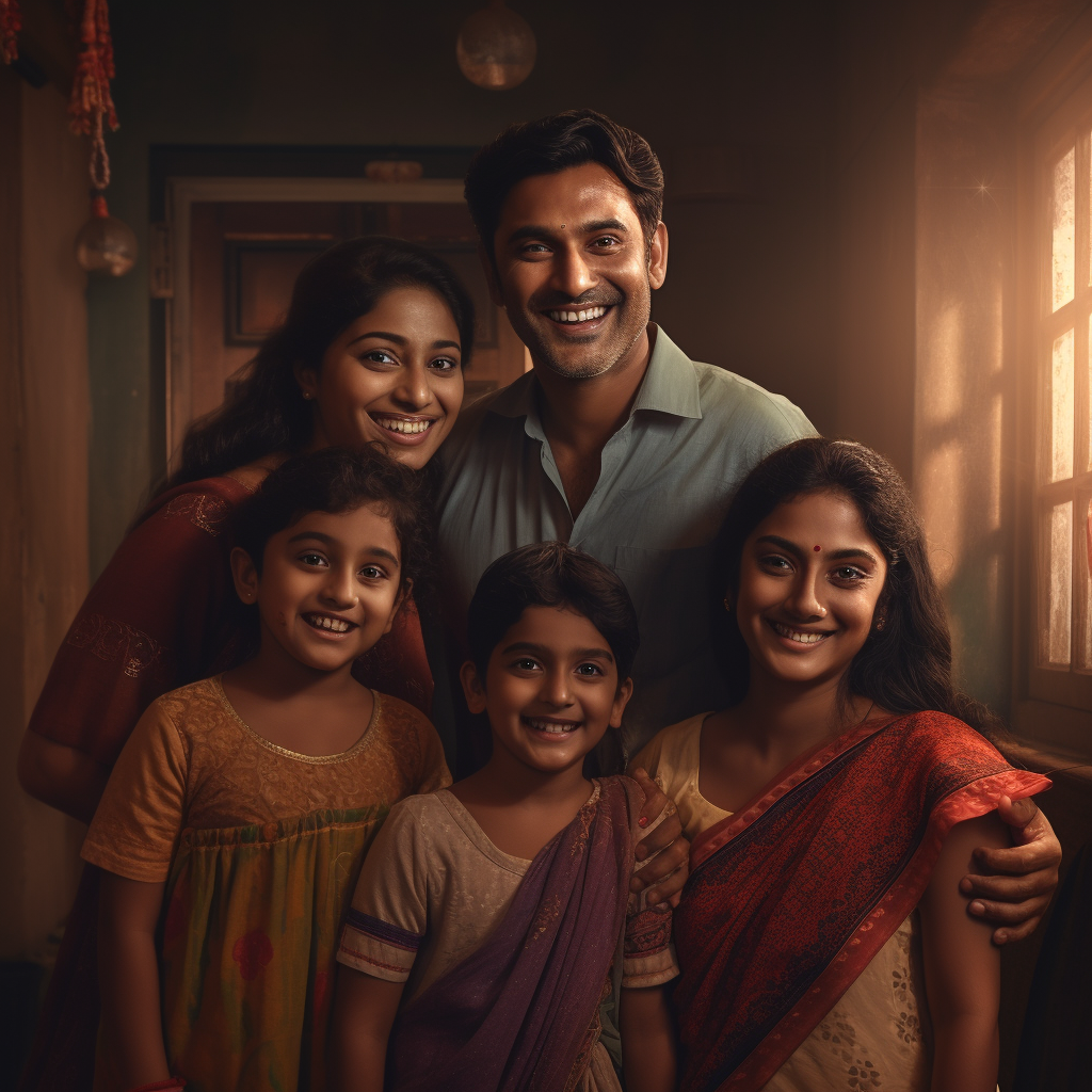 Happy Indian family with smiles