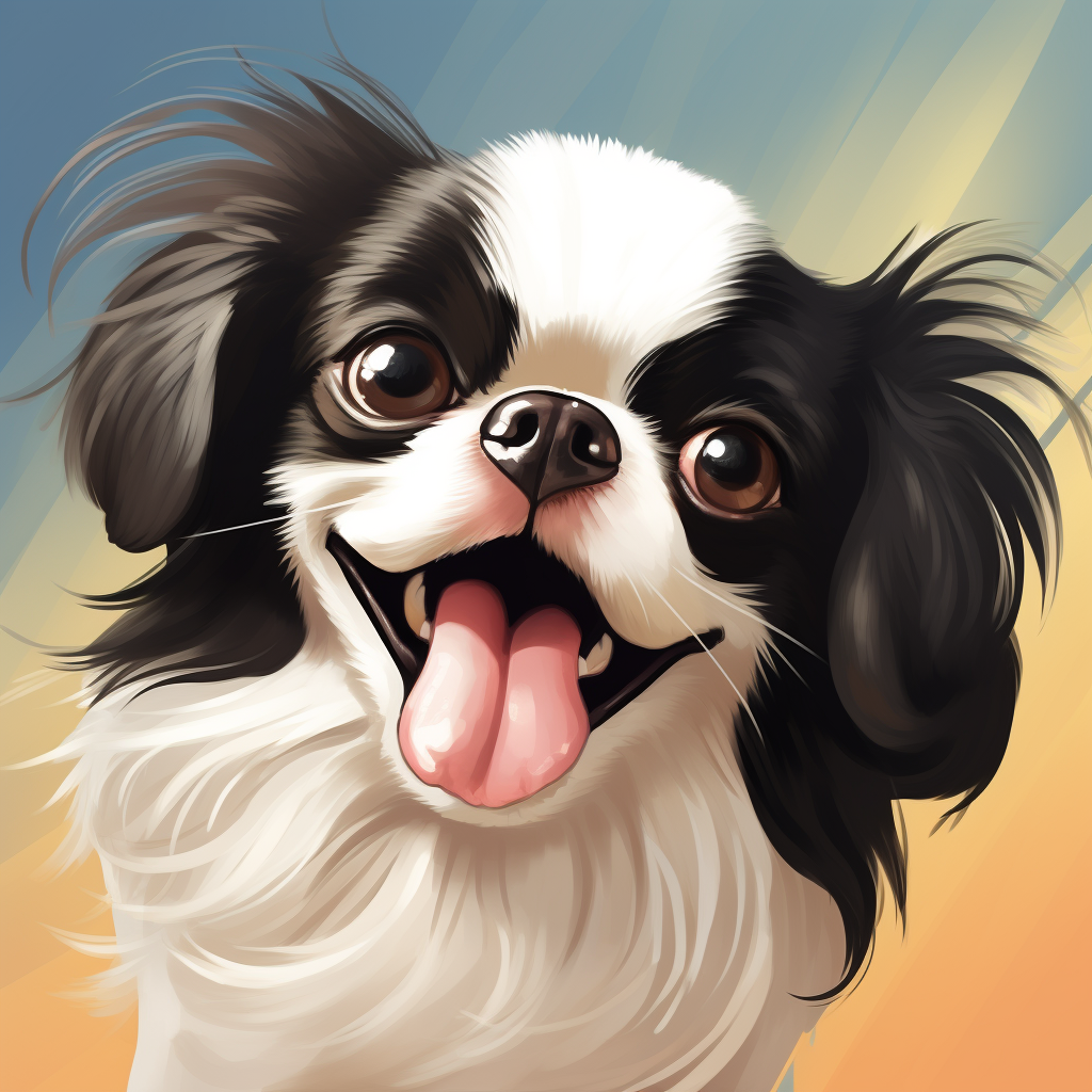 Happy Japanese Chin in Cartoon Style