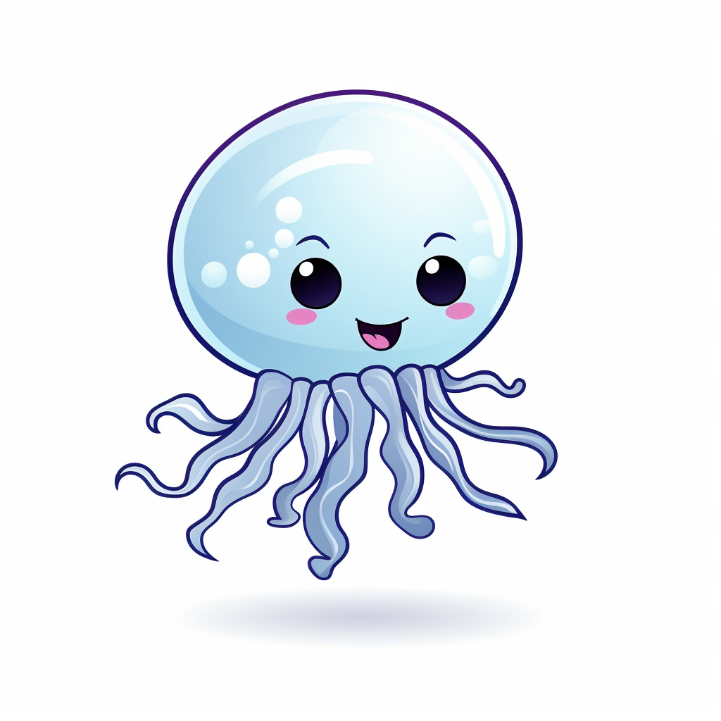 Cartoon jellyfish on white background