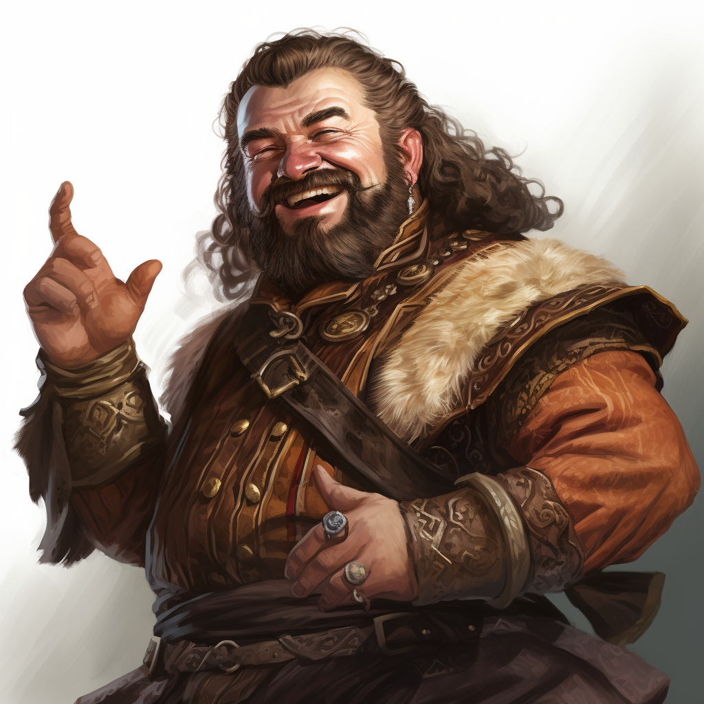 Happy male dwarf in Pathfinder 2E style