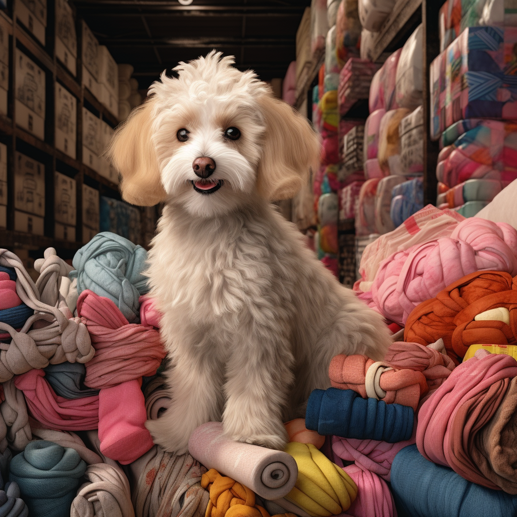 Adorable Maltipoo surrounded by socks