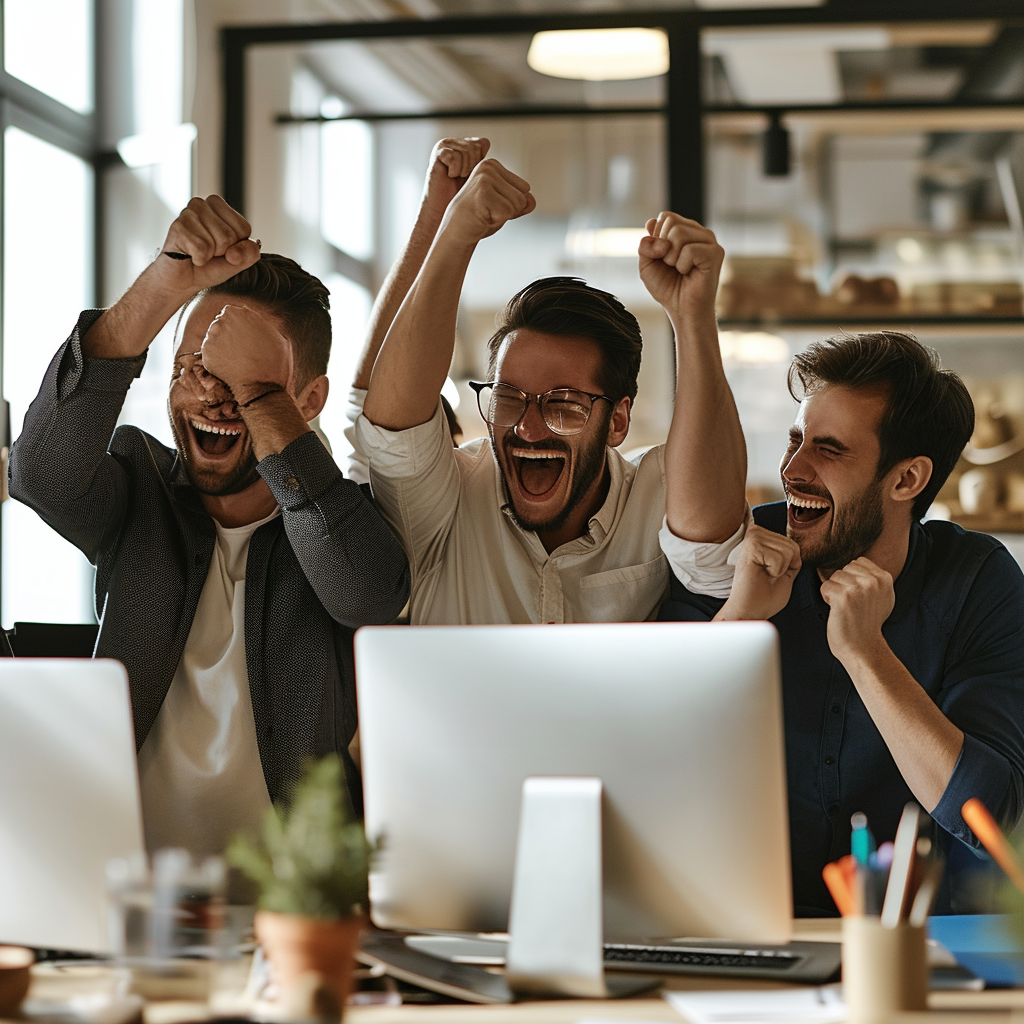 Group of Men Happy at Work