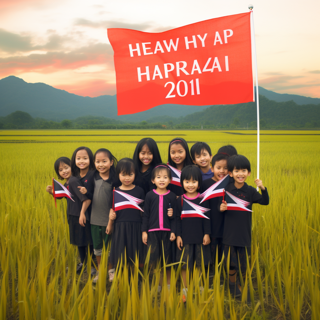 Multi-religious children in Malaysia celebrate HAPPY NEW YEAR 2024