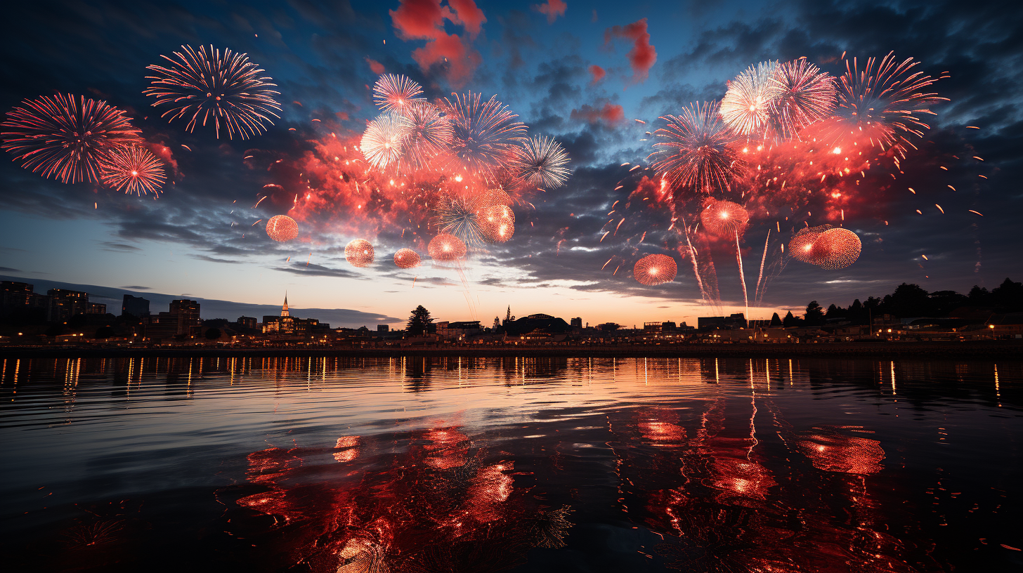 Fireworks lighting up the night sky