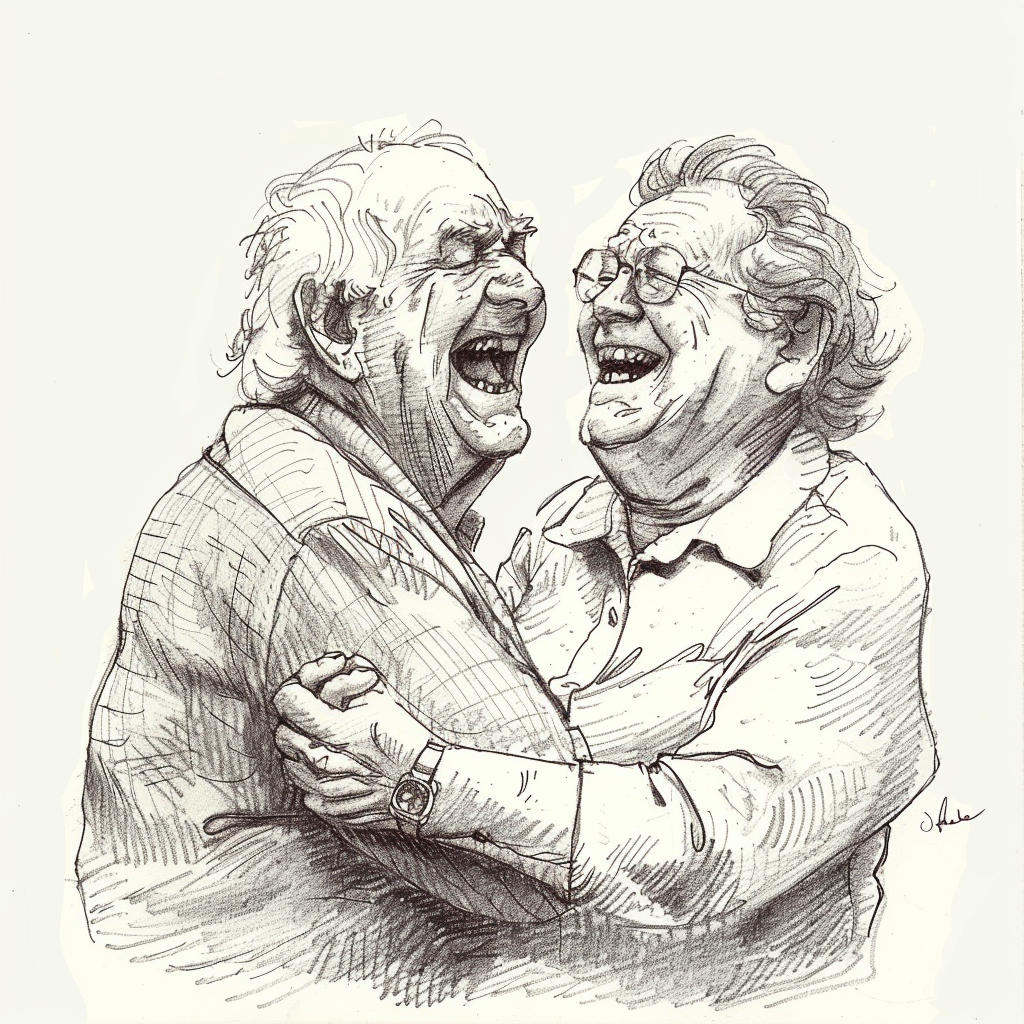 Silly old couple drawing