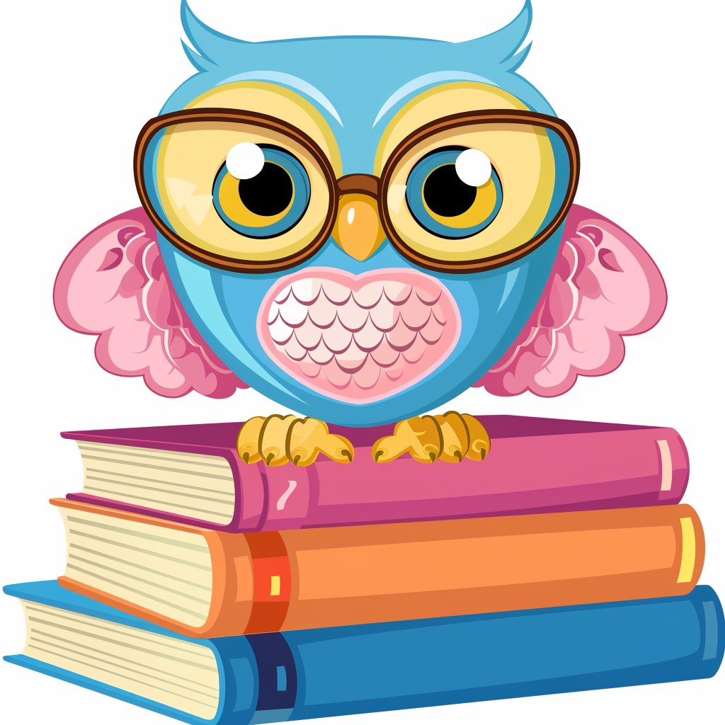 Cute owl with preschool books