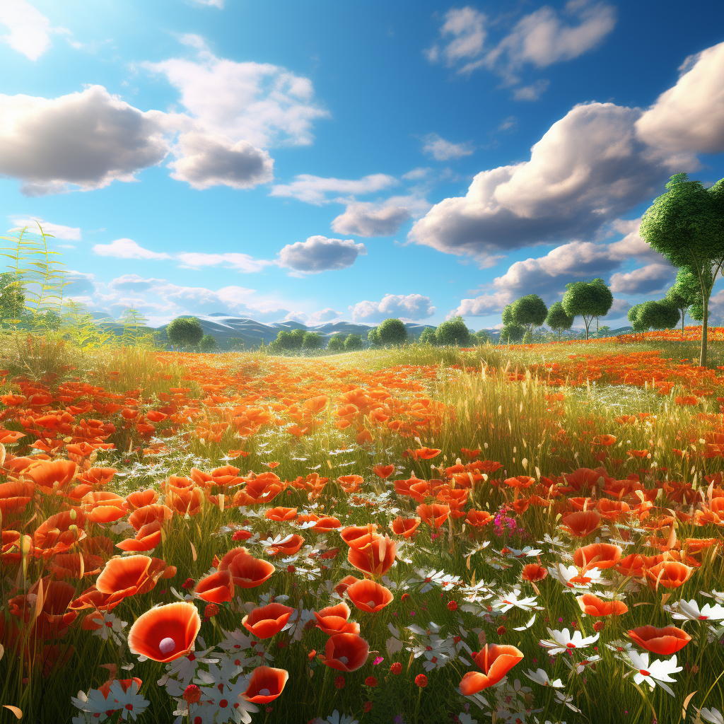 Tranquil field in close-up view