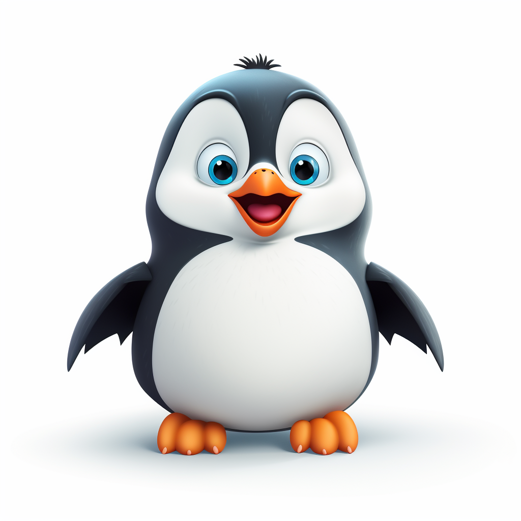 Cute happy penguin on white background