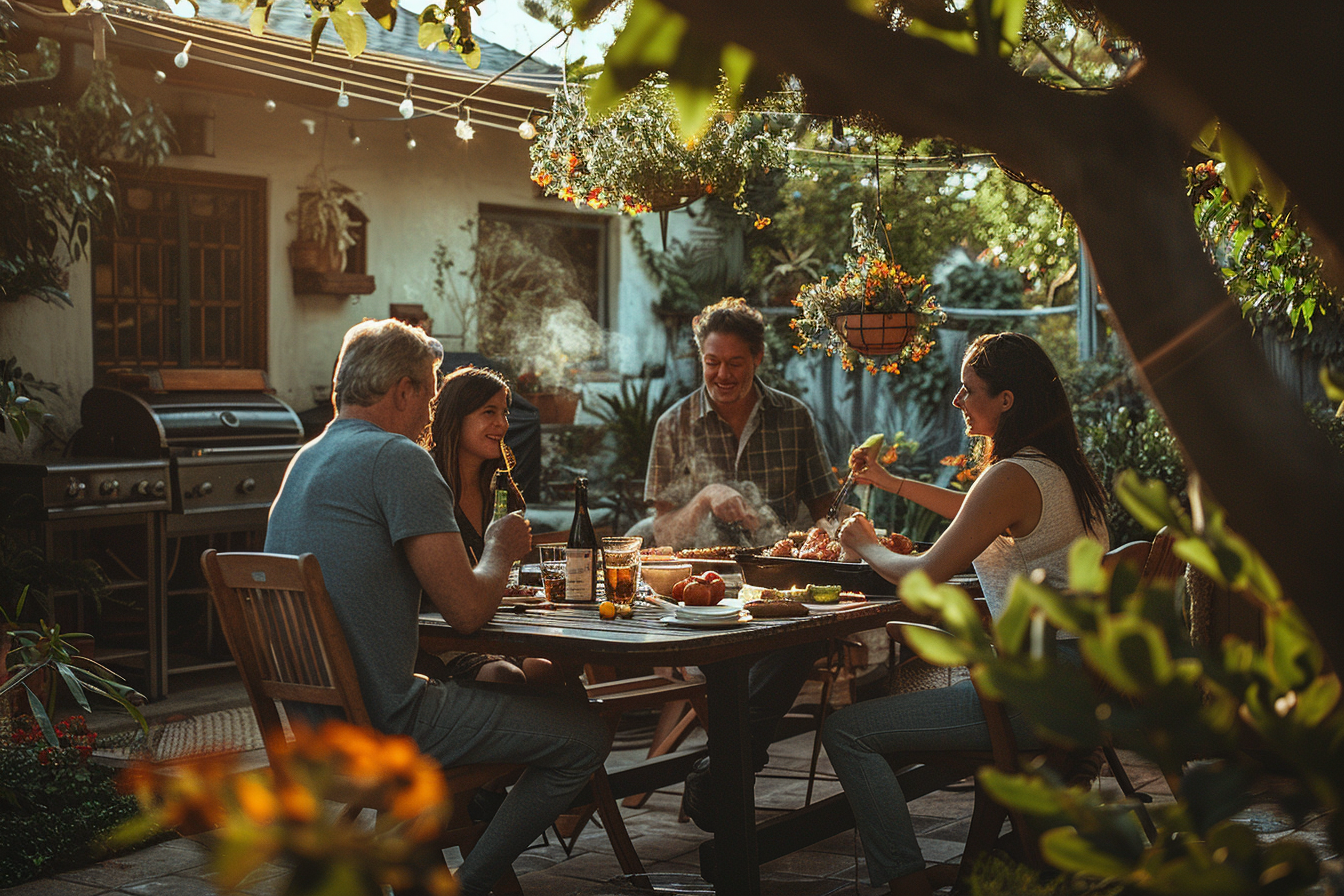 Happy People Sharing BBQ Patio