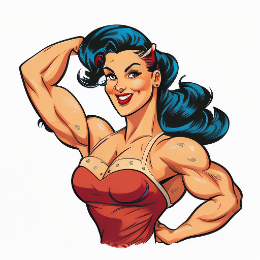 Beautiful Pin-Up Woman Flexing Bicep