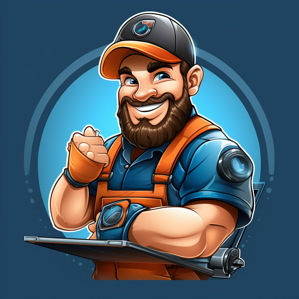 Happy plumber character holding a thumbs up