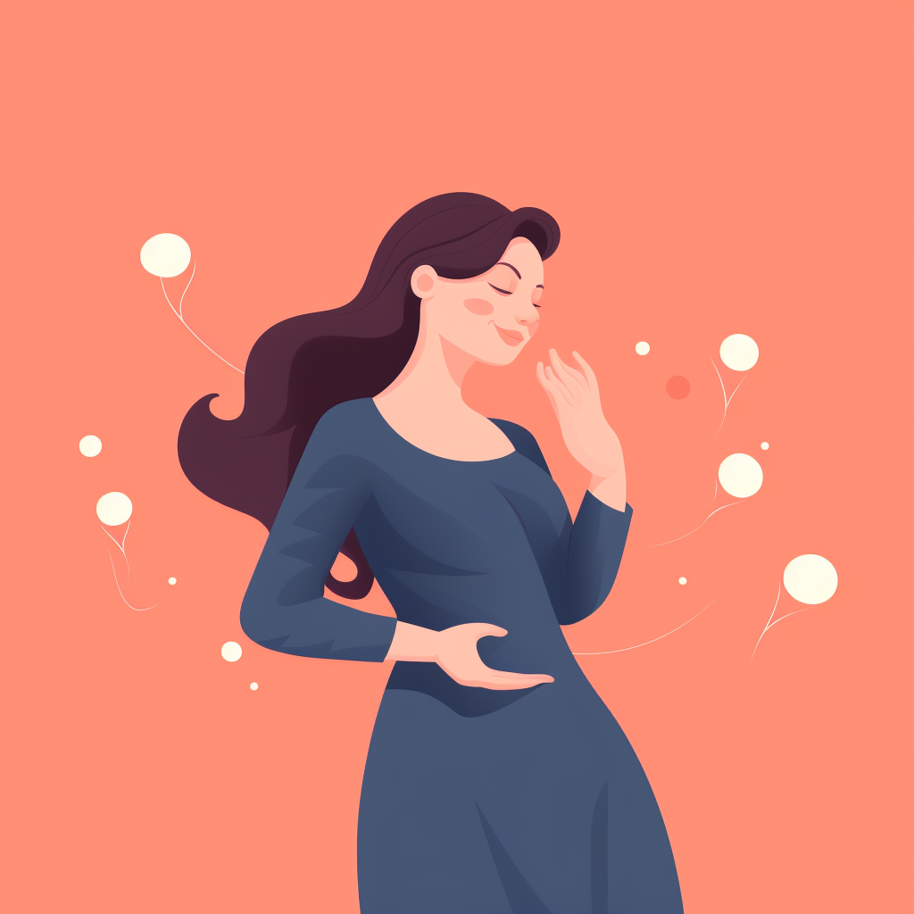 Happy pregnant woman in minimal illustration