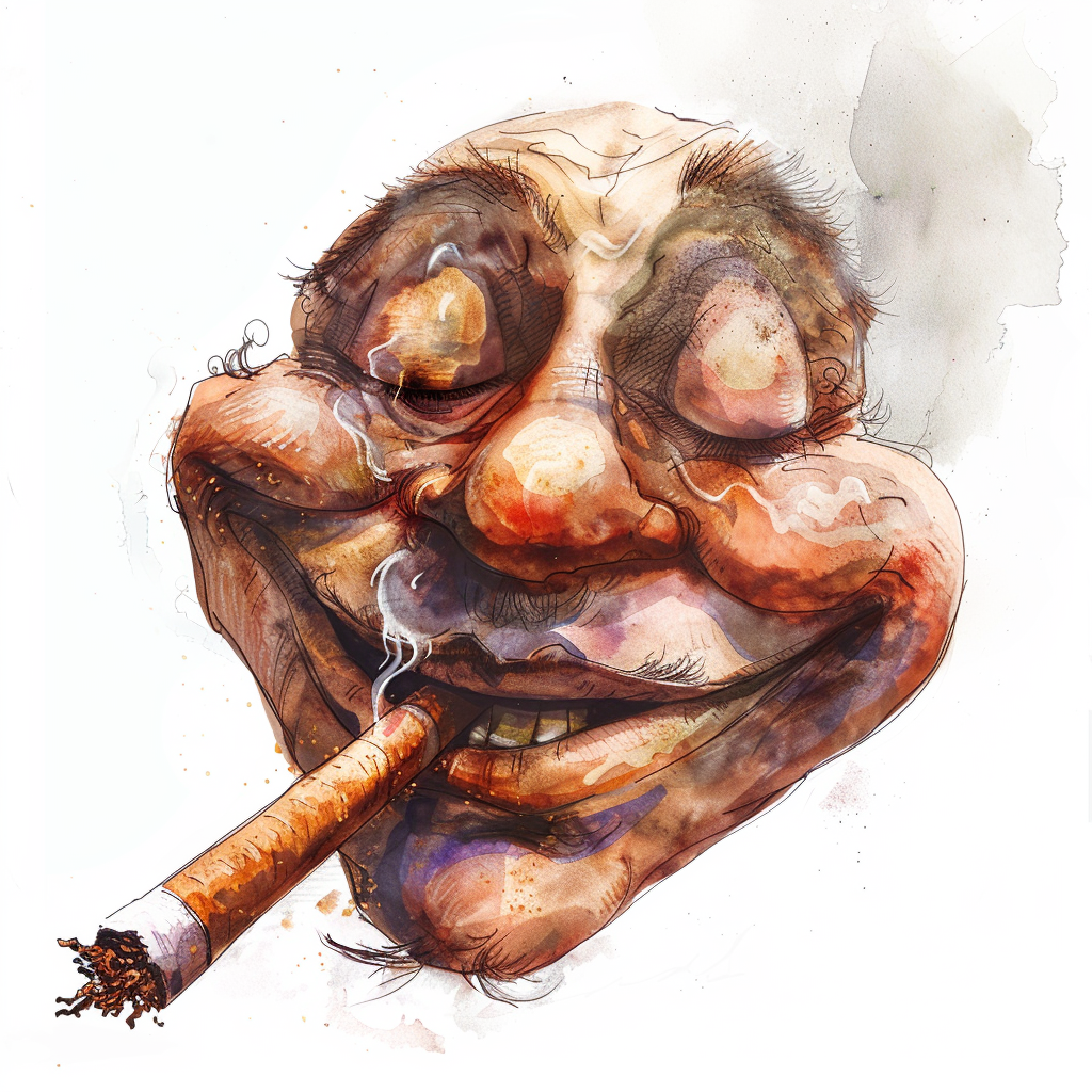 Happy rich cigarette illustration