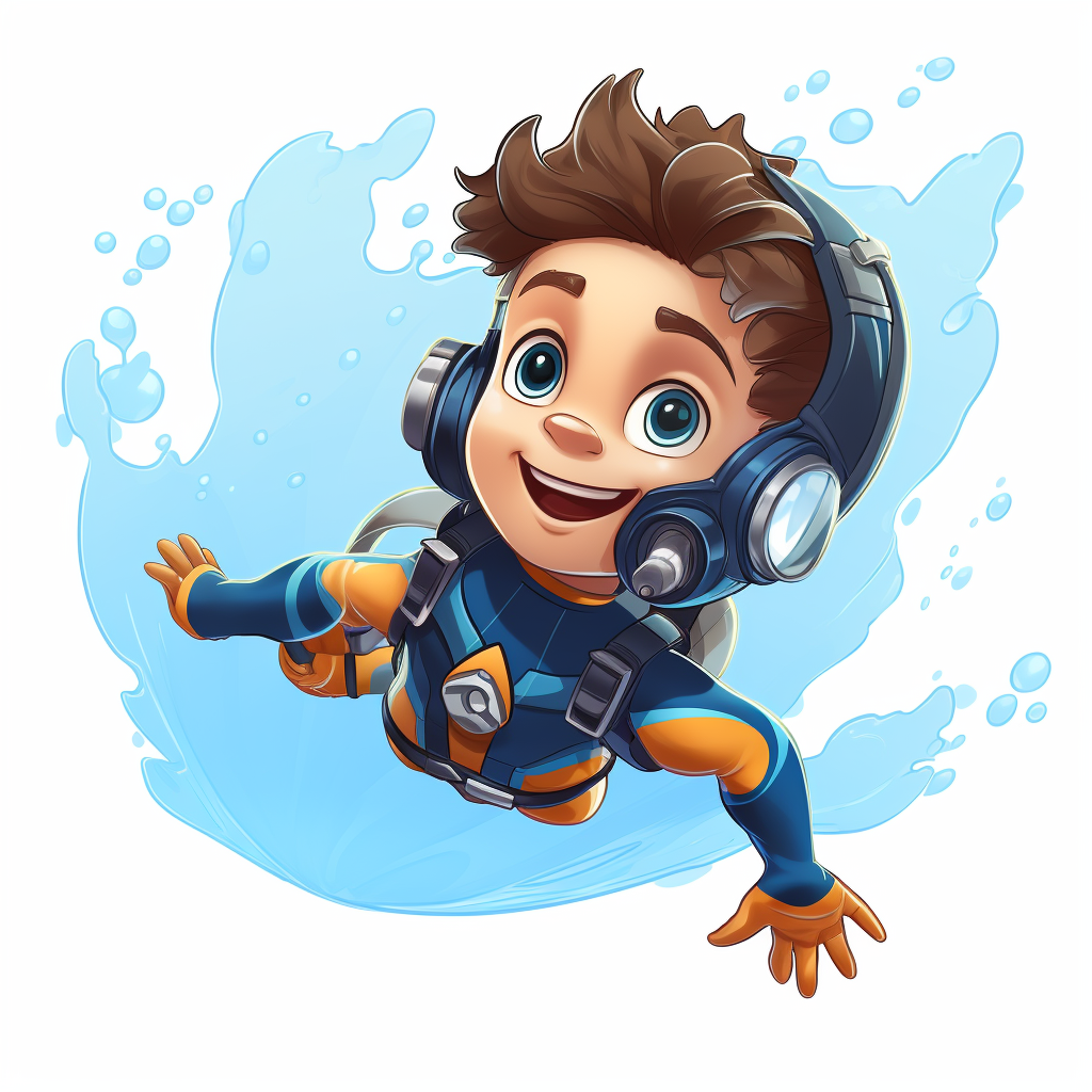 Happy scuba diver cartoon kid