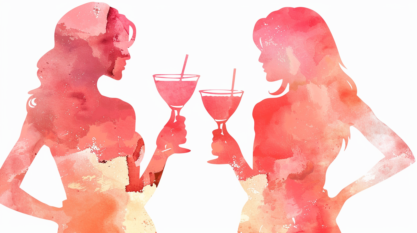 Sisters with cocktails vector clipart