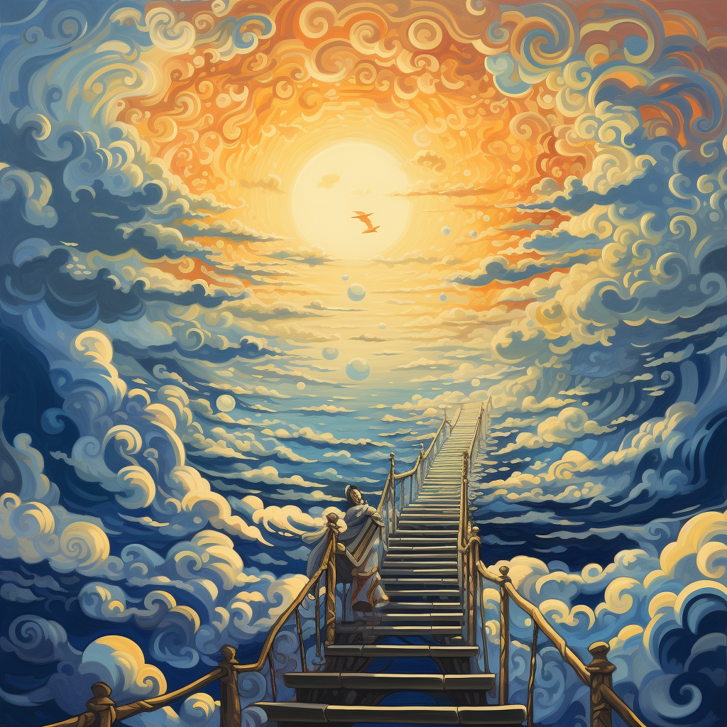 Colorful stairway into a happy sky