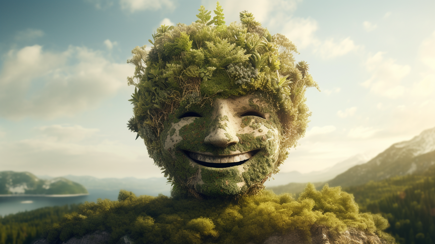 Happy smiling Earth with human-like features