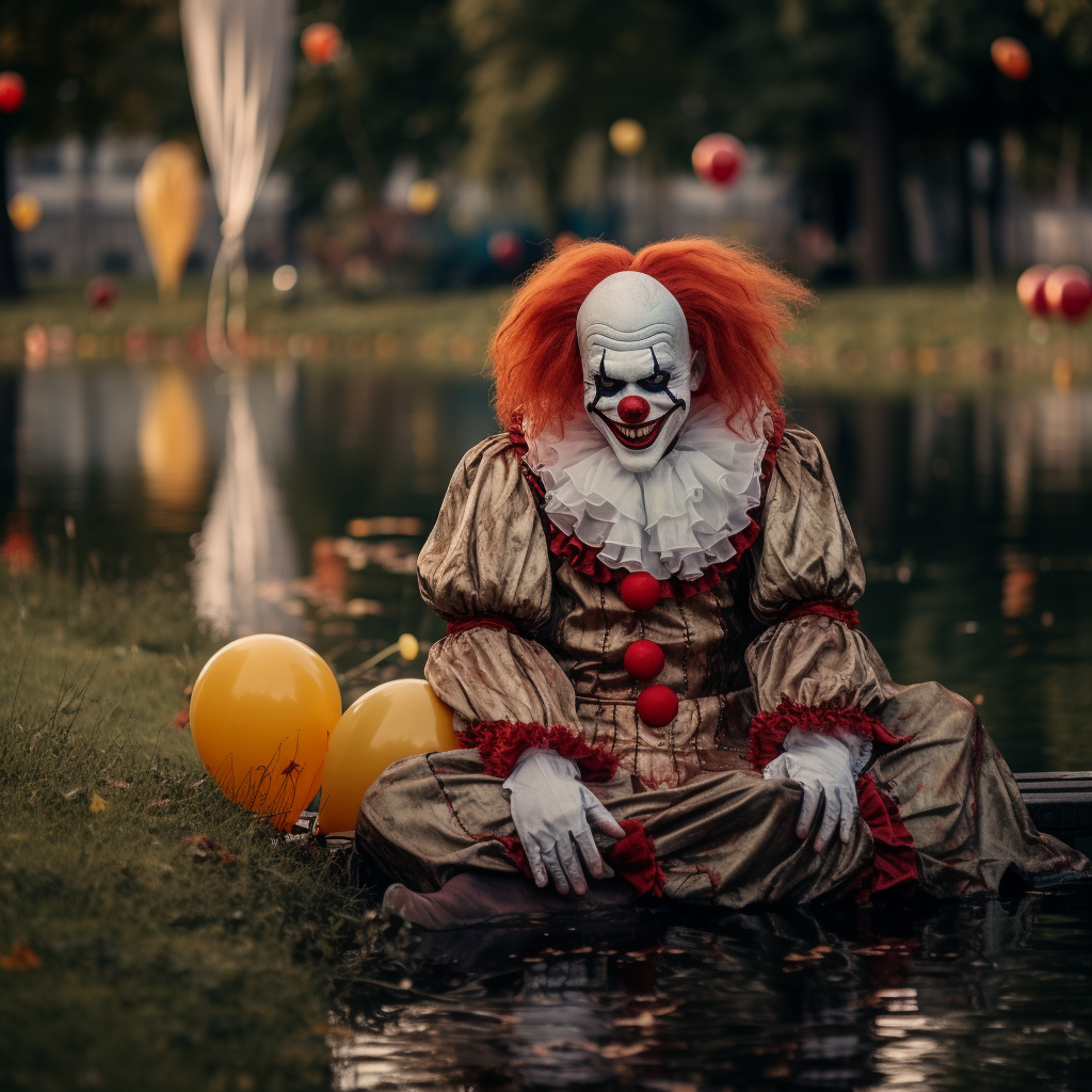 Joyful Pennywise the Clown having fun at the park